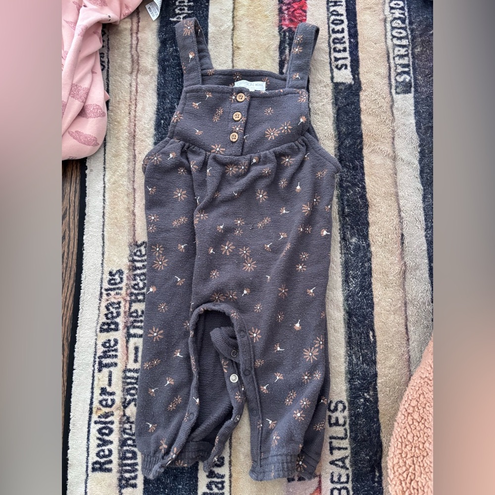 Grayson Mini Stylish Kids Overalls in Charcoal Gray 6-9 months